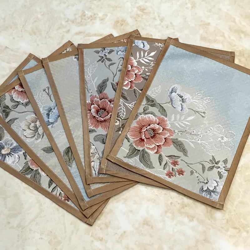 

35x25cm European table mat jacquard flower pattern placemat cloth potted insulation pad tray mat bowl table nonslip1