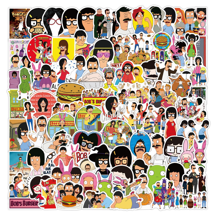 

100 New Bob Burger Graffiti Stickers Notebook Scooter Trunk Waterproof Stickers MMN7