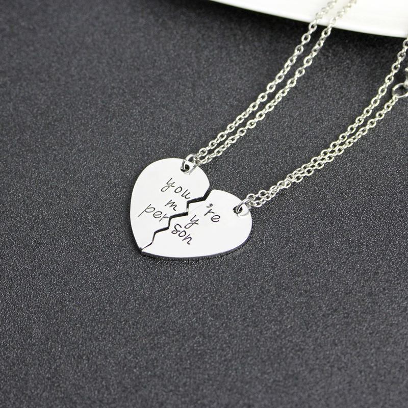 

Pendant Necklaces The "You Are My Perpson" Stitching Heart Necklace Fashion Style Gray Anatomy Couple Love Lady Gift Wholesale