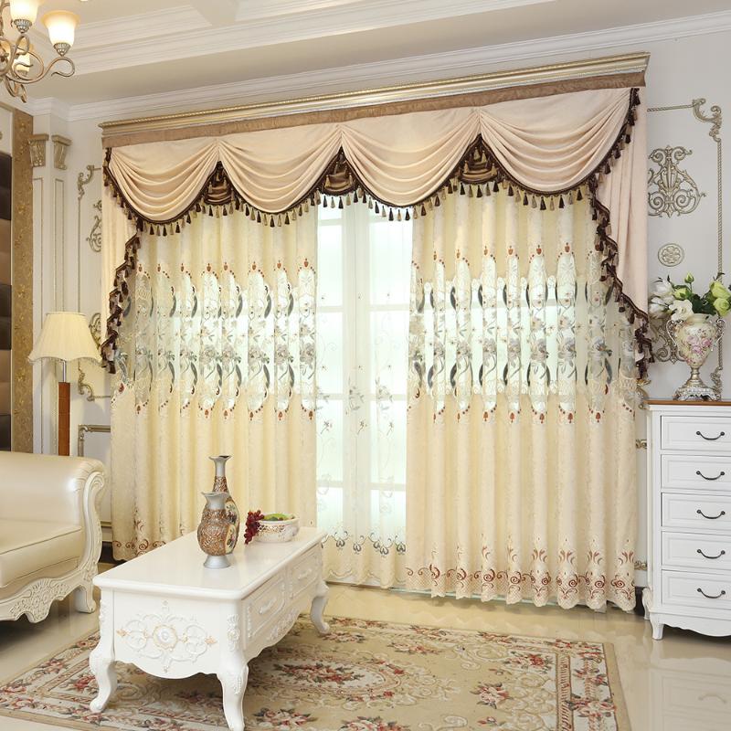 

European-style Embroidery Chenille Curtains for Bedroom Custom Hollow Curtains for Living Room Bedroom Balcony Curtain Valance, Tulle