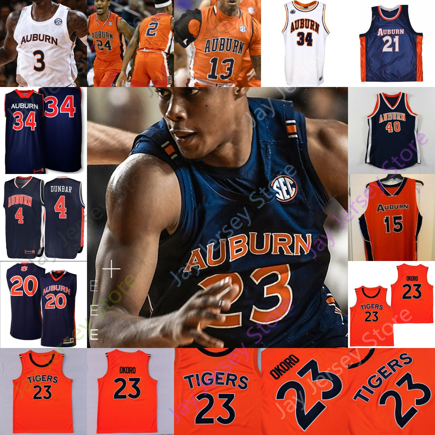 

Tigers Basketball Jersey NCAA College Barkley Sharife Cooper Tyrell Jones Jaylin Williams Chris Moore Dylan Cardwell Justin Powell, Navy round collar