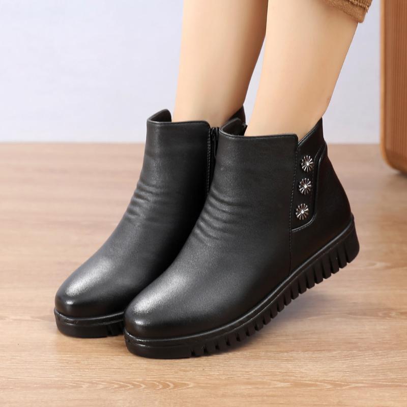 

2021 Women's Winter Boots Comfortable Woman Shoes New Brand Female Ankle Boots Rome High Quality Ladies Shoes Chunky Large Size, Black