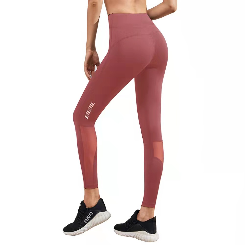 

Mesh stitching tight-fitting and quick-drying fitness pants, slimming, running training, fitness sports, nine-point pants, high elasticity,, Black