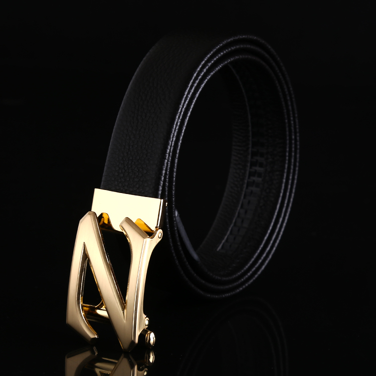 

2021 New Fashion z Automatic Belts Buckle for Simple Ratchet Leather Jeans 3.5cm Luxury Men Belt Male Genuine Yip5, Black
