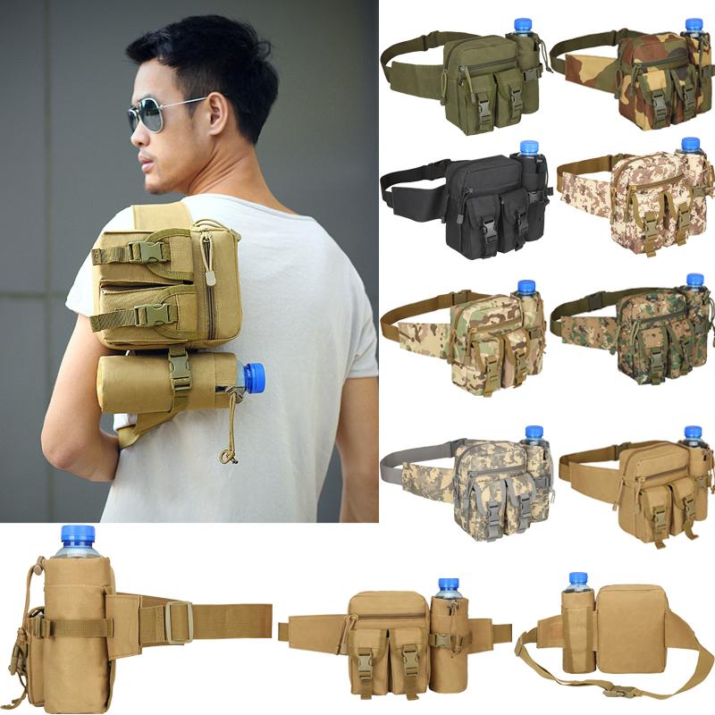 

Outdoor Sports Tactical Men Waist Pack Nylon Water Bottle Phone Pouch Waterproof Hunting Climbing Camping Hiking Mini Belt Bag, Jungle digital