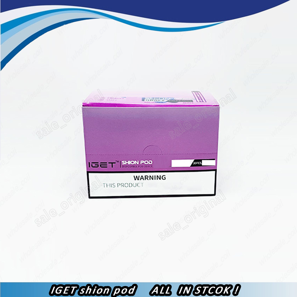 

100% Original Iget Shion Pod Disposable vape 600ff 400mAh Battery 2.4ml Prefilled Cartridge Vape Authentic