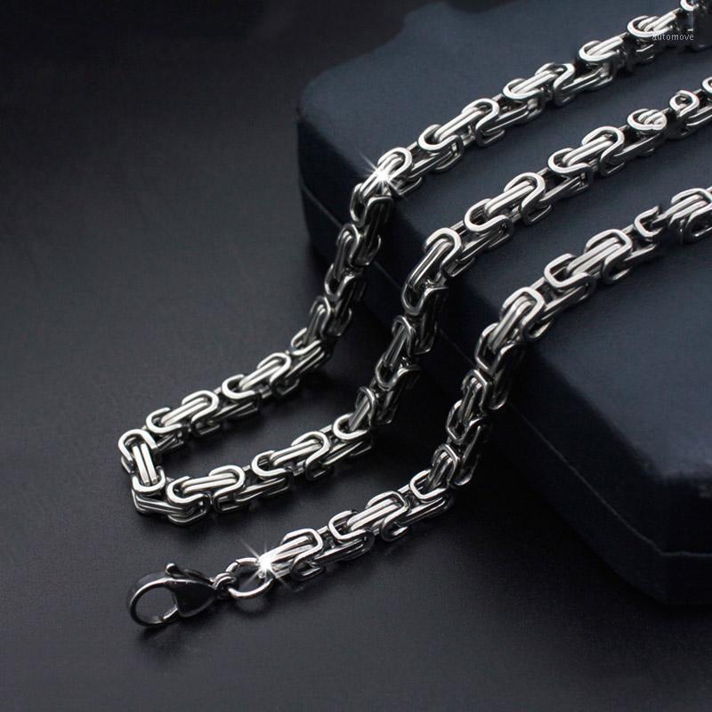 

5mm 7mm Mens Necklace Chains Gold silver color Byzantine Box Link Stainless Steel Chain Neckalaces for Men 50cm 55cm1