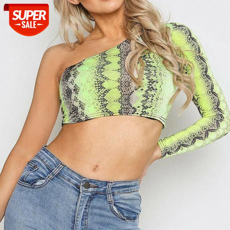 

2019 Hot Women Sexy Snake Beach Top Vest One Shoulder Summer Crops Top T-Shirt Clothing Casual #DF4H, White