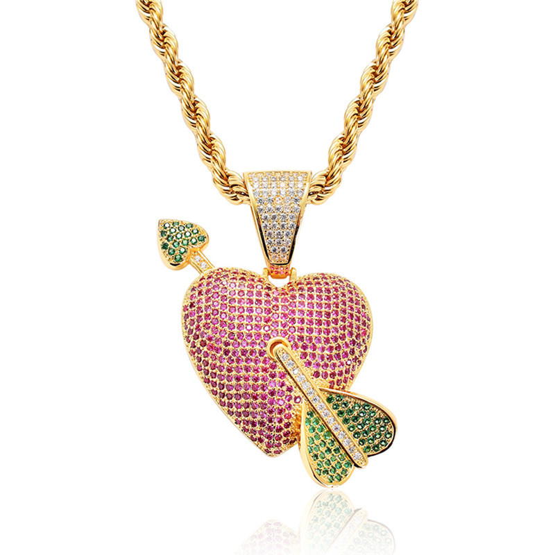 

Hop An Hip Arrow Through a Heart Pendant New Arrival of Men Jewelry Two Colors Micro Pave Zircon Fashion Necklace Vftr
