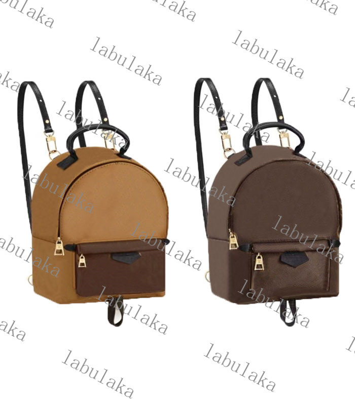 

M42411 canvas leather presbyopia backpack color matching mini small school bag yellow brown female bag lady girl bag top quality with box, Not sell alone gift bag/no pay