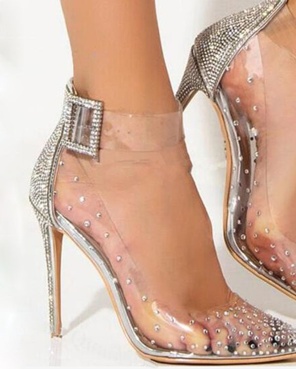 

Strass Ladies Bling Pointed to Clear Toe Pvc Stiletto Transparent Heel Pumps Scissor Crystal Buckle Wedding Shoes High Heels Ex8p, Artists and record companies
