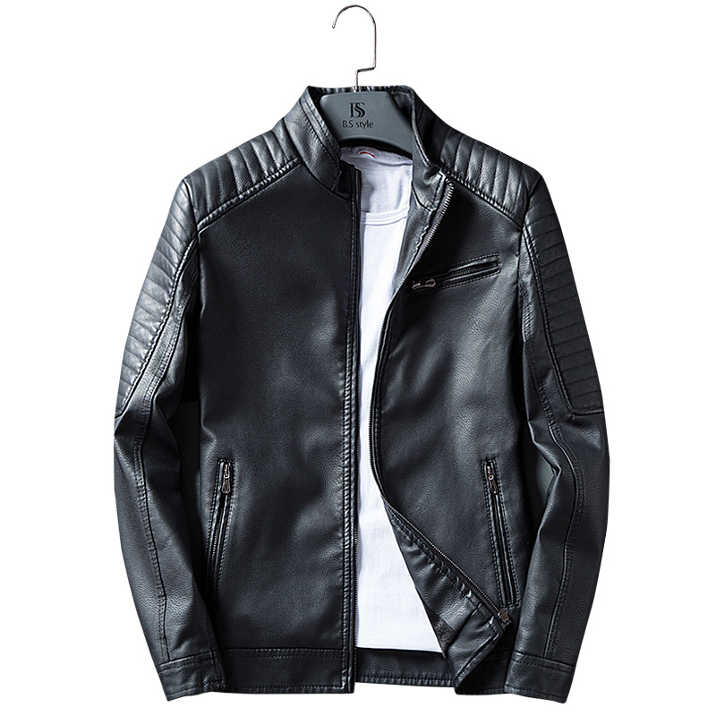 

2021 New Occasional to the Jackets Leather Plutonium of Men Thin Autumn Jacket V85D, Black
