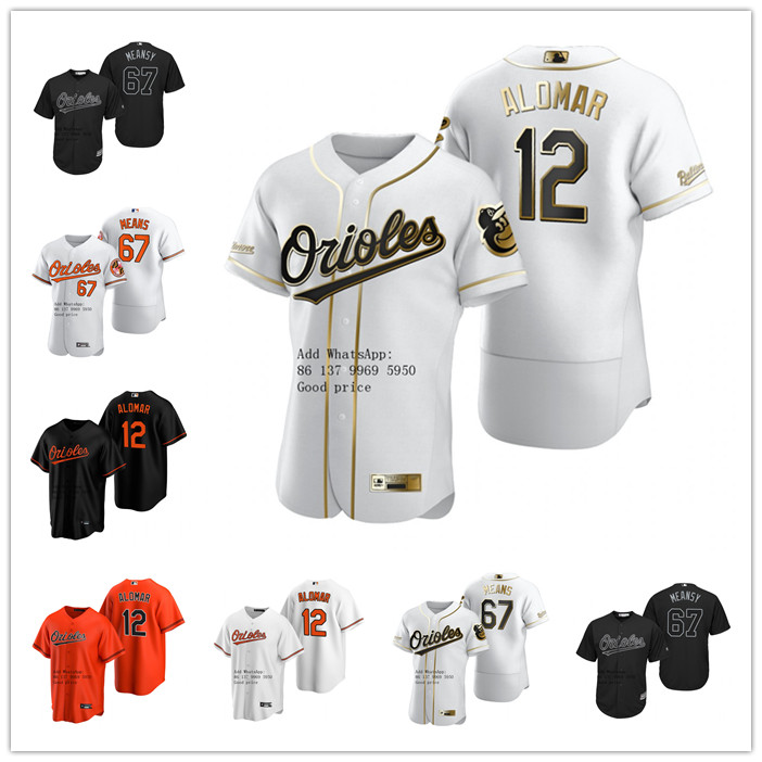 

Custom Men women youth Baltimore''Orioles 12 Roberto Alomar 67 John Means gray White black orange Authentic 2020 Home Jersey