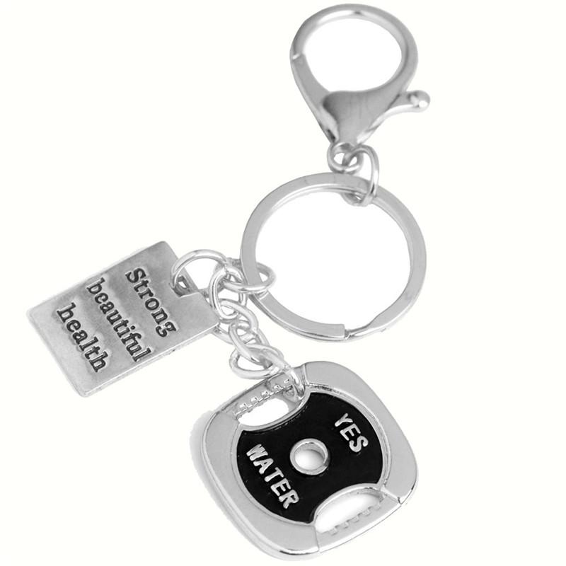 

Weight Plate Key Chain Strength Workout Strong Beautiful Health Charm Gym Bag Key Ring Fitness Running CrossFit Jewelry
