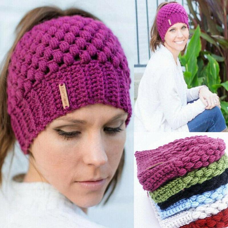 

Winter Knitted Hat Winter Ladies Hat Ladies Girls Stretch Knitted With Tag Perforated Warm