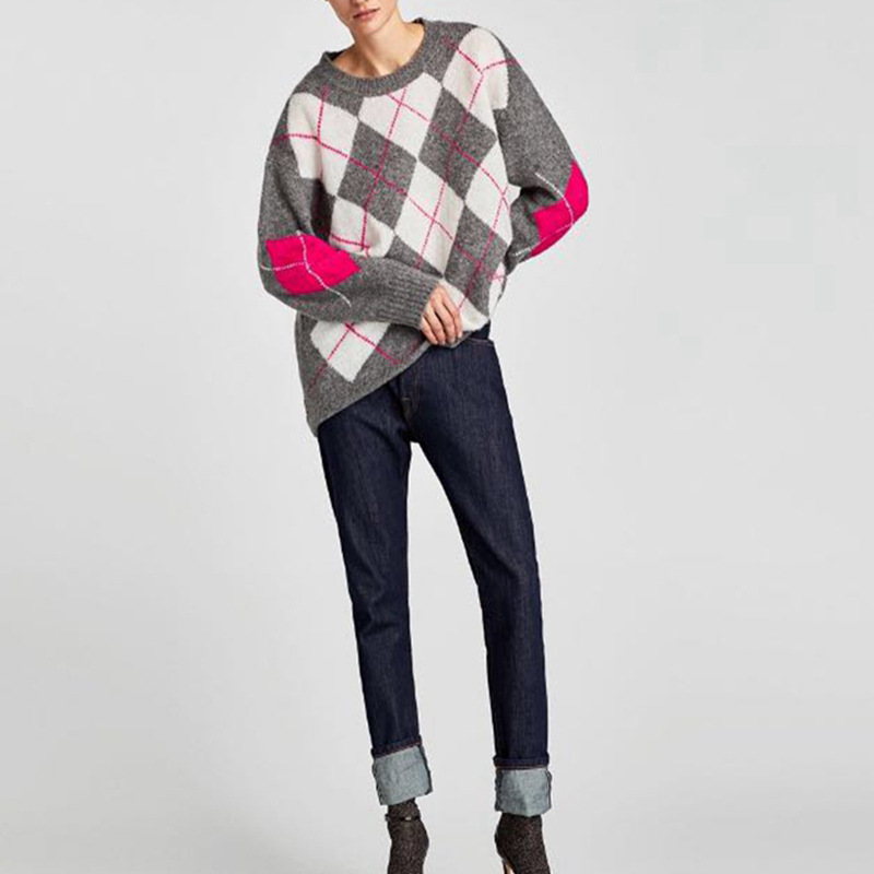 

2020 Direct Sales Special Polyester Offering Complete Poncho Pullover Y Autumn And Winter Diamond Woman Knitting Long Shirt, Red trellis sweater