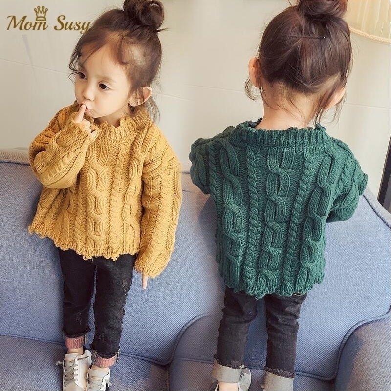 

Newborn Baby Boy Girl Knitted Sweater Autumn Winter Spring Infant Toddler Child Sweater Pullover Solid Baby Clothes 1-7Y 201201, Yellow