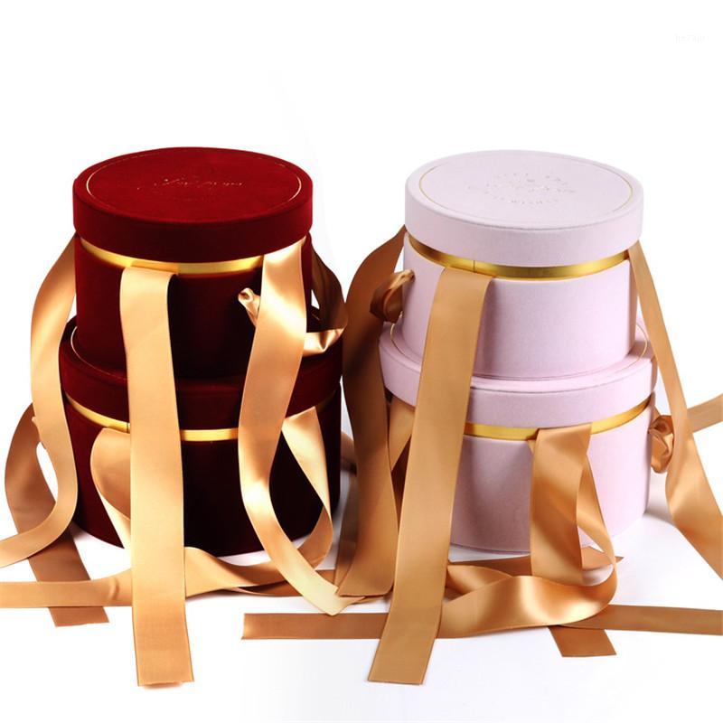 

Round Boxes Set Hug Florist Flower Bucket Gift Packaging Box Gift Candy Bar Party Wedding Storage Boxes 22X13.5/18*12.5cm1