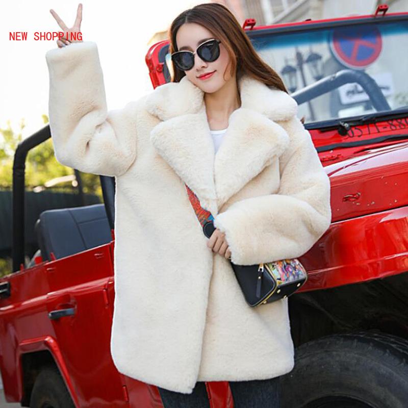 

Luxury Fur Coat Winter Women High Quality Faux Fur Coat Loose Lapel OverCoat Thick Warm Plus Size Female Plush Coats pink, Beige