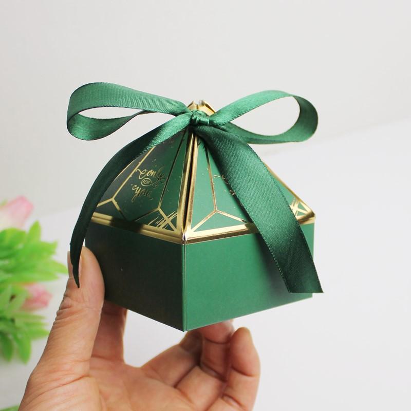 

New Green Paper Gift Box for Baby Shower Candy Boxes Package Birthday Party Wedding Decorations Kids Favors Packaging Bags
