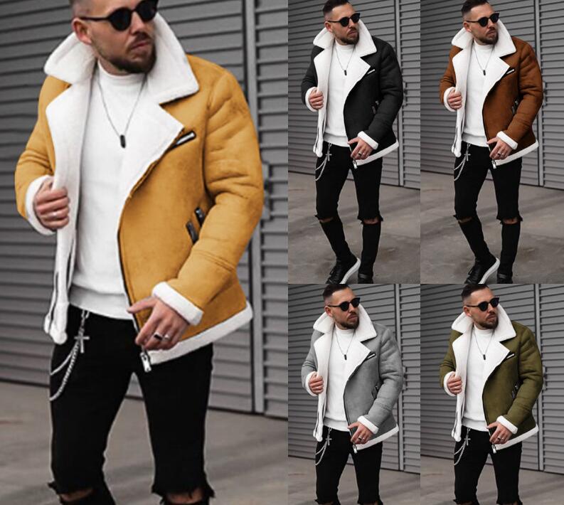 

Motorcycle Leather Jacket For Men Leather Jacket Men Winter Fashion Fur Coat Turn-down Collar Zipper Plus Size Solid Long Sleeve Men Clothes, As pic