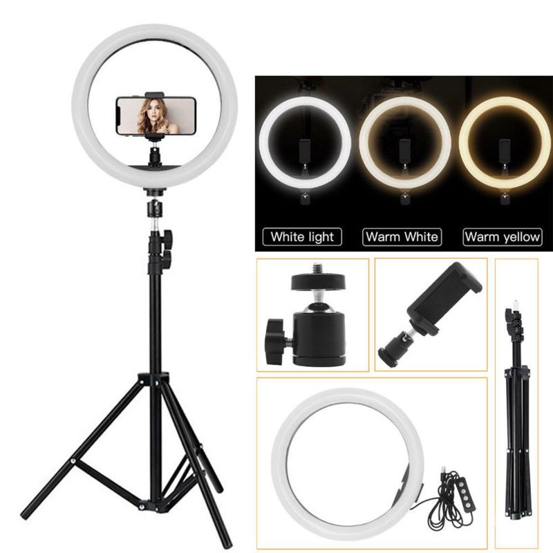 

10inch LED Ring Light Tripod USB Port Phone Camera Photo Selfie Live Light Stand Stepless Adjustment For broadcasting Fill