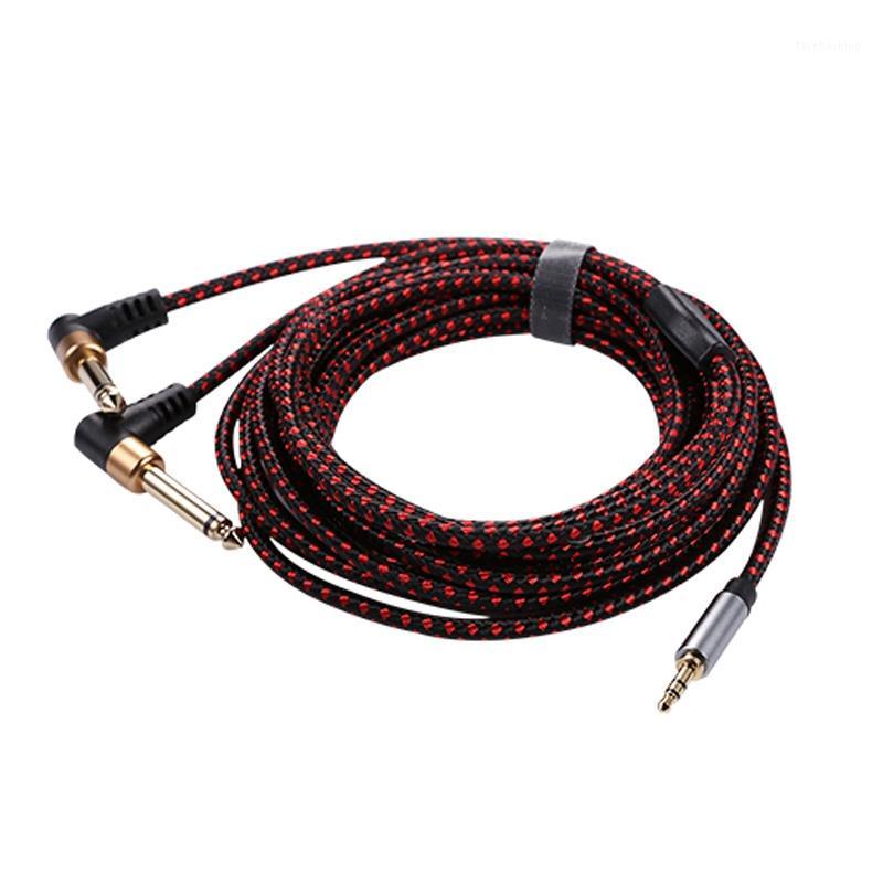 

90 Degree 3.5mm to Dual 6.5mm Adapter Jack o Cable Right Angle Y Splitter AUX o Cord for Speaker 5M1