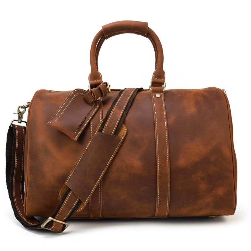 

YUPINXUAN High Quality Male Leather Duffle Bags Vintage Traveling Bags Genuine Leather Travel Duffles, Brown