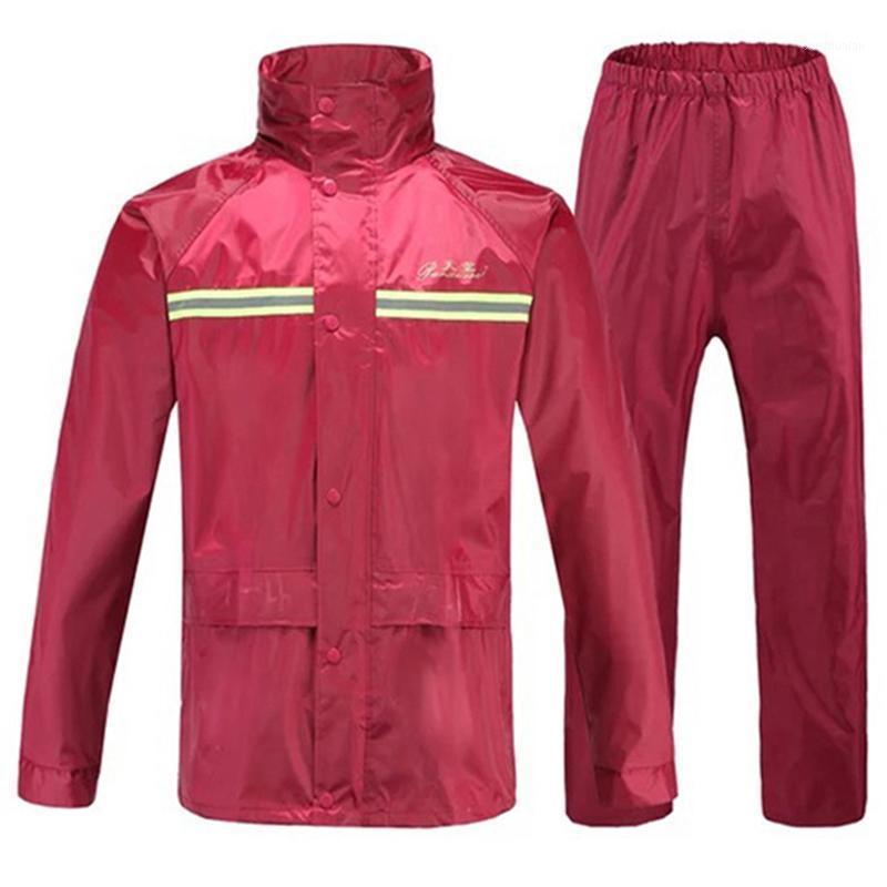 

Reflective Strip Raincoat Impermeable Rain Jacket Pants Nylon Silk+PVC Water Barrier For Outdoors Camping Fishing Motorcycle1, Red