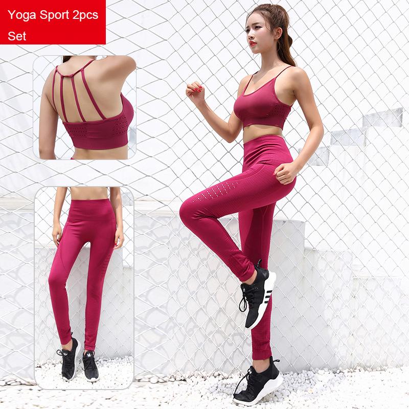 

2PCS Seamless Women Yoga Set Workout Sportswear Gym Clothing Fitness Long Sleeve Crop Top High Waist Leggings Sports Suits, Black