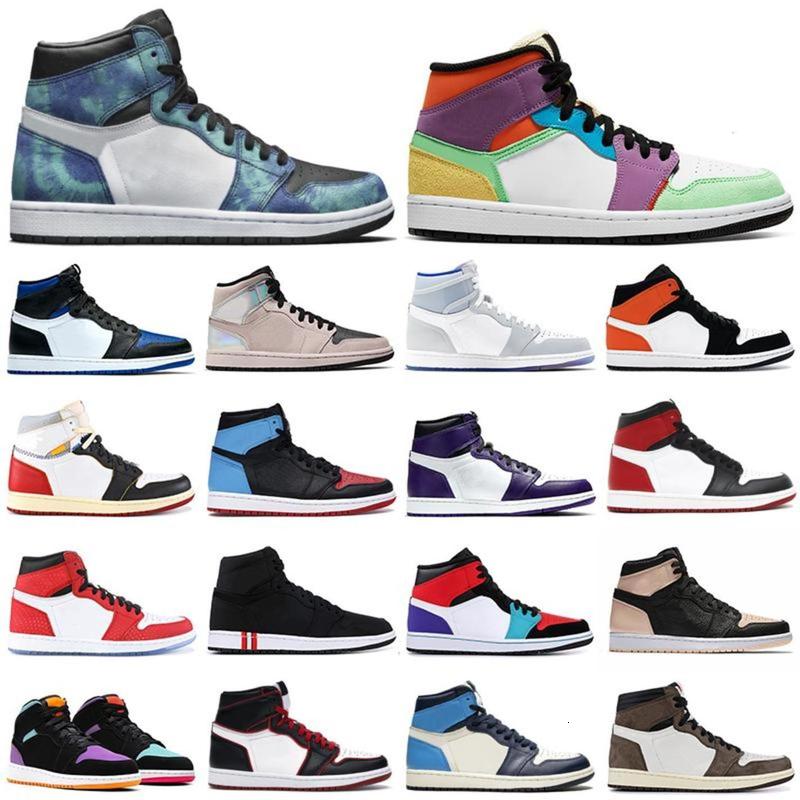 

Mens 1s high og basketball shoes jumpman 1 Royal Toe Obsidian UNC Patent Pine Green Fearless Tie Dye men women trainers sports sneakers, Box fees etc