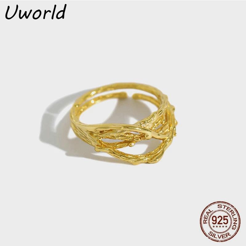 

2020 High Quality Silver Rings Elegant Jewelry Irregular Concave Smooth Surface Hollow Adjustable Ring