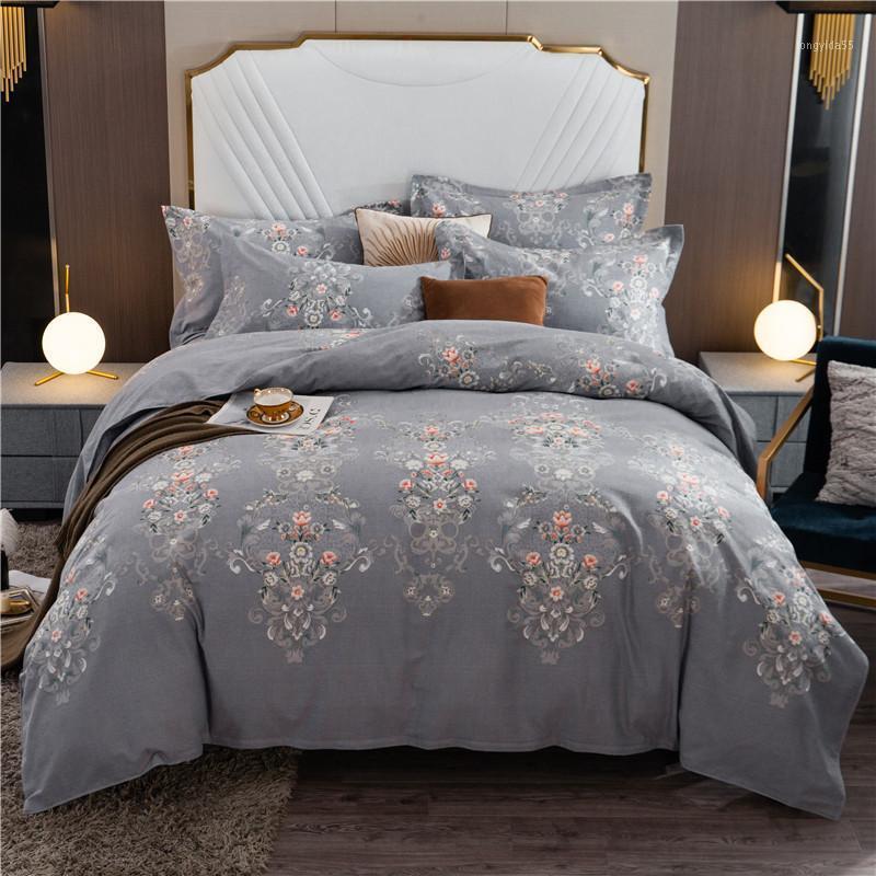 

Fashion Printed Duvet Cover Bed sheet set 3/JPcs Ultra Soft Warm Brushed Cotton Comforter Cover with Zipper  Queen King size1, Color 4