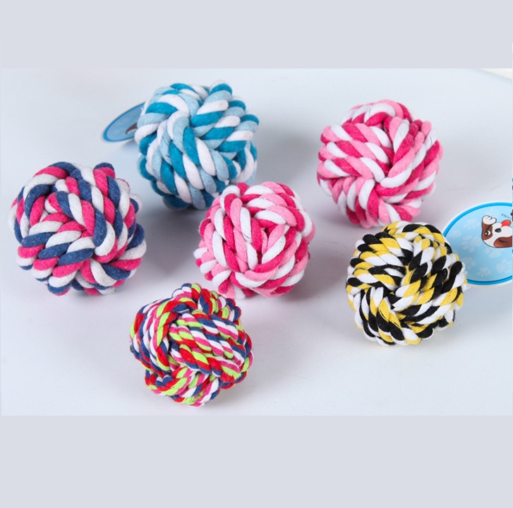 

Colorful Pet Cotton Chew Knot Rope Ball 5cm 7cm 8cm Pet Dog Toys Interactive Durable Ball Shaped Pet Dog Cotton Braided Toy