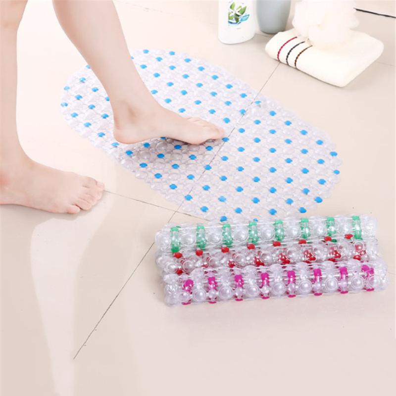 

1pc Rectangle PVC Anti-skid Bath Mats Soft Shower Bathroom Massage Mat Suction Cup Non-slip Bathtub Carpet Large Size