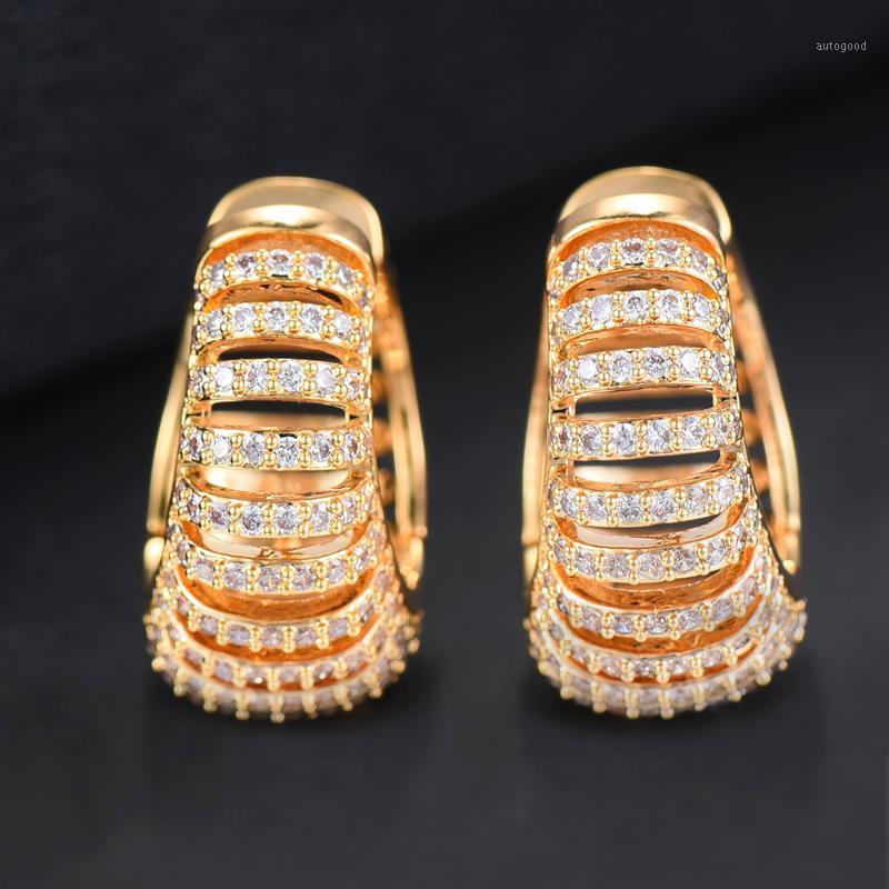 

Charm Missvikki Trendy Jewelry For Women Silver Gold Hoop Earrings Charming Shiny Clear Crystal Hollow Design Fashion Accessories1
