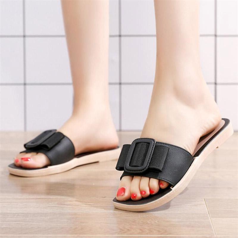 

Women Slipper Outside Casual Shoes Ladies Flat Heel Slip-on Sandals 2020 Summer Female Fashion At Home Beach Convenient Shoes1, Black