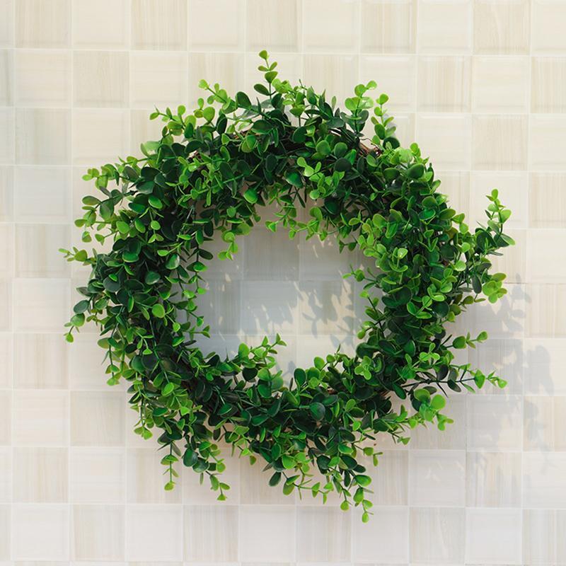 

1pc Artificial Flower Eucalyptus Plastic Wreath DIY Green Wedding Simulation Artificial Flower for Christmas Wedding Home Decor, As pic
