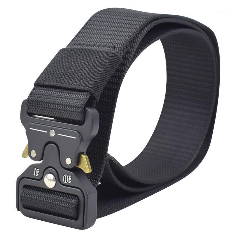 

ActionUnion Tactical Belt Nylon Adjustable Metal Buckle Waist Belt Quick Release Heavy Duty Army Hunting Training Men1, Black