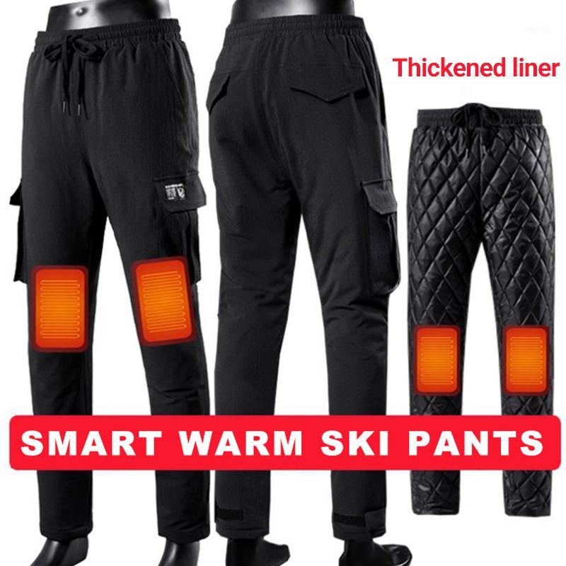 

Outdoor Electric Heating Pants Winter Men Heated Smart Waterproof Windproof Trousers USB Heater Camping Ski P61291, Black