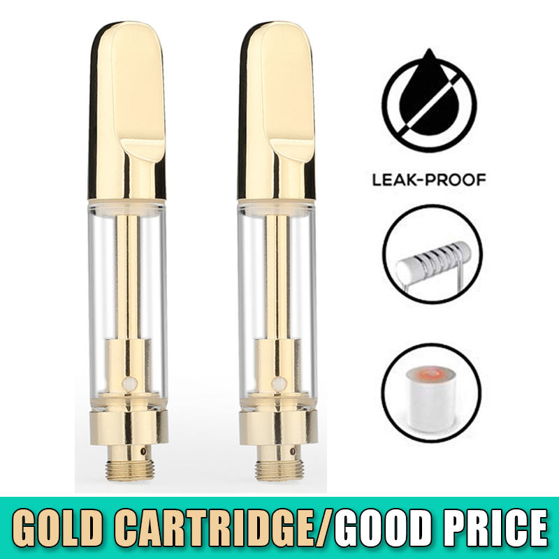 

1ml Gold Vape Cartridge Thick Oil Vaping Pyrex Glass Tank Ceramic Coil 510 Carts Full Ceramic Atomizer