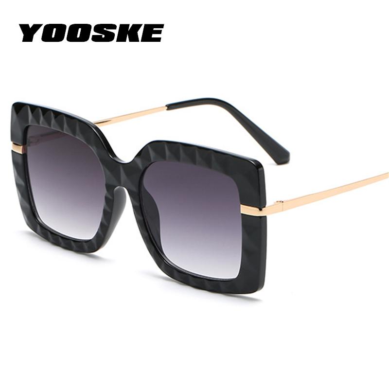 

Sunglasses YOOSKE Oversized Square Women Gradient Sun Glasses Shade Ladies Diamond Faceted Large Frame Sunglass