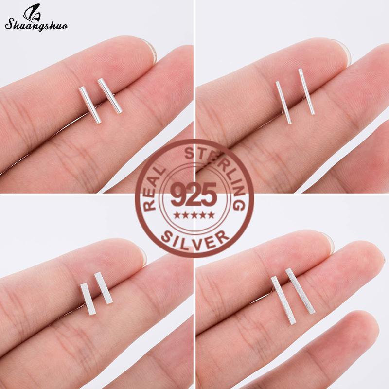 

Stud Simple Design Bar 925 Sterling Silver Earrings For Women Geometric Long Square Earring Fashion Accessories Jewelry Gift