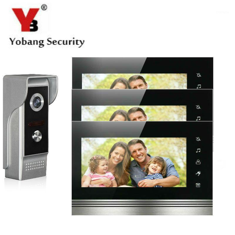 

Yobang Security 7 Inch Color Touch Button Video Door Phone Doorbell Intercom Entry System Kit With Metal Case 1 Camera 3 Monitor1