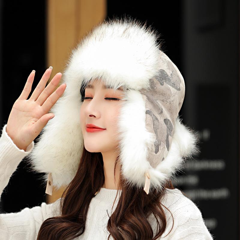 

New hair winter Lei Feng hat for men and women ear protection, cold proof and warm cotton hat in autumn winter, White