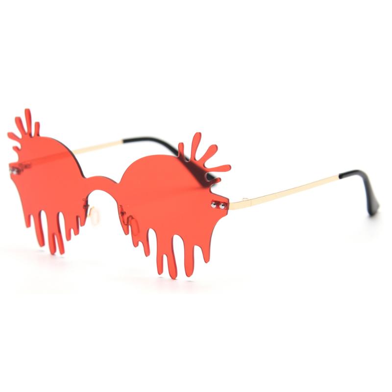 

Sunglasses Veshion Funny One Piece Rimless Female Red Gold 2021 Male Sun Glasses Vintage Candy Color Birthday Party Gifts