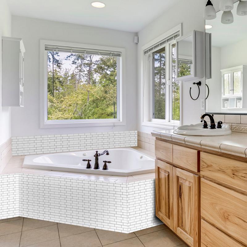 

Funlife Self-adhesive Kitcheh Backsplash 3D Tile,Waterproof 3D Wall Sticker For Bathroom Decor Peel Stick White Ceramic PVC Tile