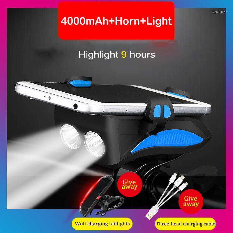 

Bike USB Light Rechargeable Fornt Warning flash Handlebar Phone Holder Bicycle Highlight lamp Cycling Horn Led Light1