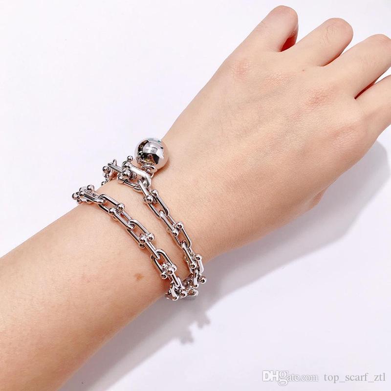 

Rose golden lock ball Bracelet for Women U Design Chain Designer Jewelry Luxury Titanium Steel HardWear Series Bracelets punk charm jewelry