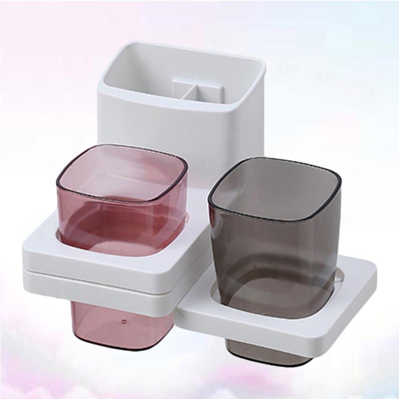 

Bath Accessory Set 1 Of Rotatable Wall Mount Storage Rack Punching Free Gargle Cup Toothbrush Toothpaste Holder